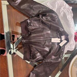 Aritzia Babaton Rich Brown Leather Jacket
